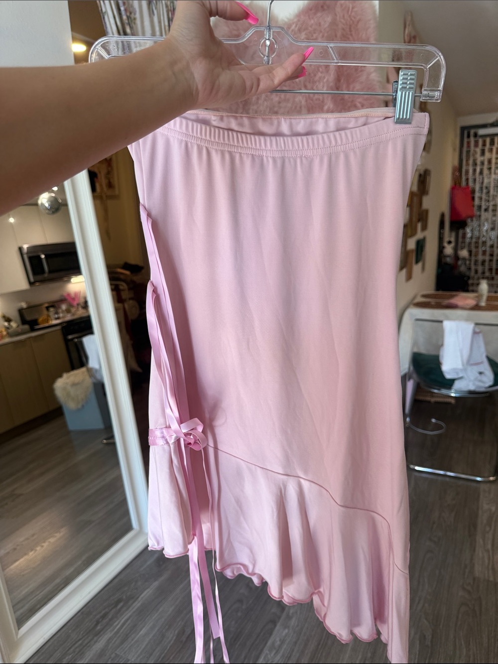 I.AM.GIA Strapless Pink asymmetrical Satin-Trim Midi Dress - Picture 4 of 4